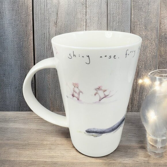 KENT POTTERY Sleeping Black White Kitty Cat Tall Coffee Mug Cup Porcelain 14Oz - Picture 2 of 11